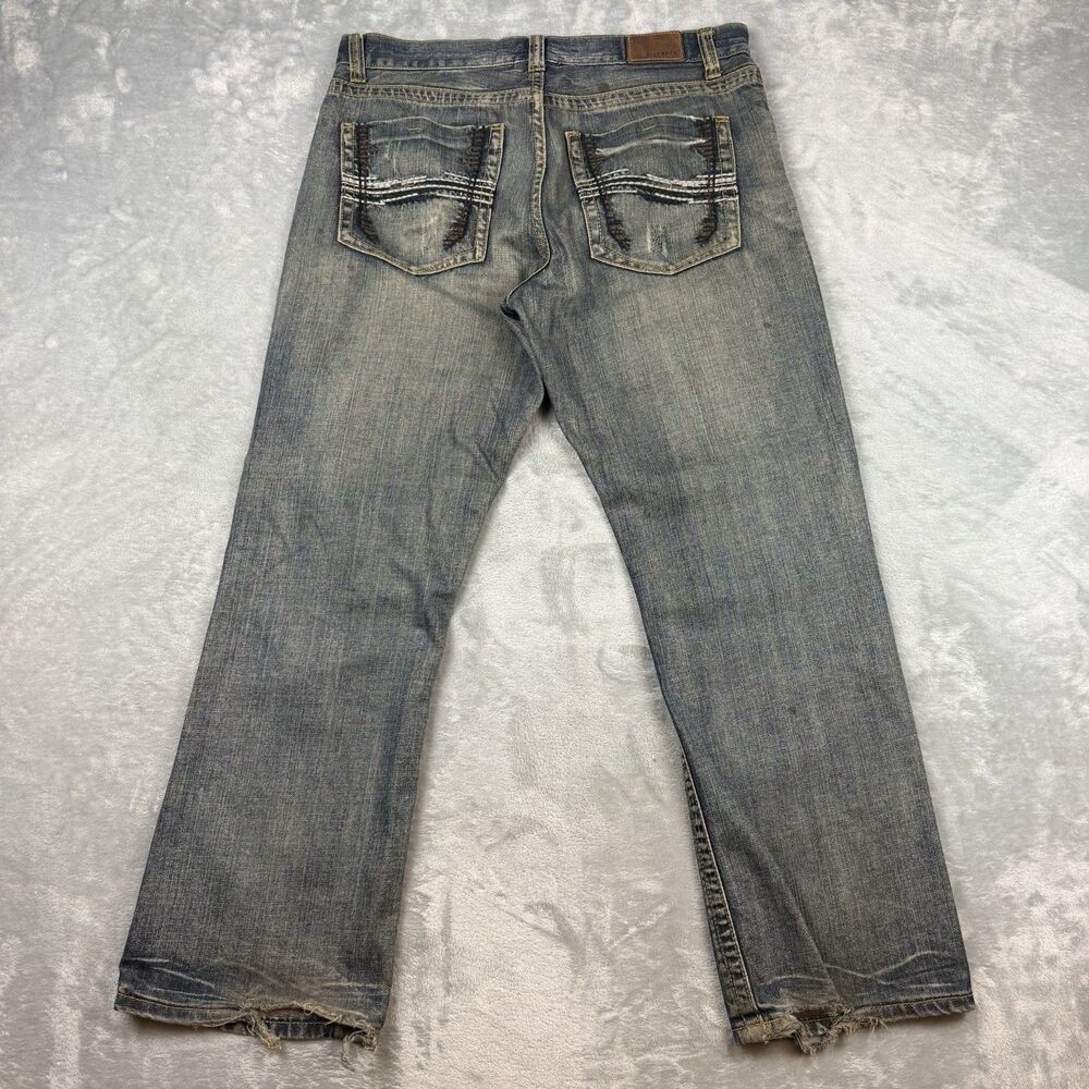 Flypaper Bootcut Jeans Mens 32x30 Y2K Distressed Fade Whiskered Denim